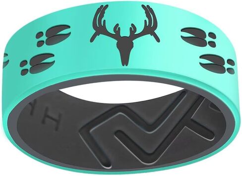 XAHH Deer Antler Silicone Ring for Men – Hunting Style Rubber Wedding Band, Deer Tracks Outdoor Silicone Ring, Comfortable Breathable Groove Design, Durable Work & Sports Safe Ring for Hunters in Saudi Arabia