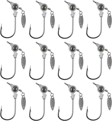 Swimbait Jig Head Jigs - 12pcs صيد الأسماك يرقصون الصيد أسفل الرقصات الطعم مع شفرات الدوران للباس in Kuwait