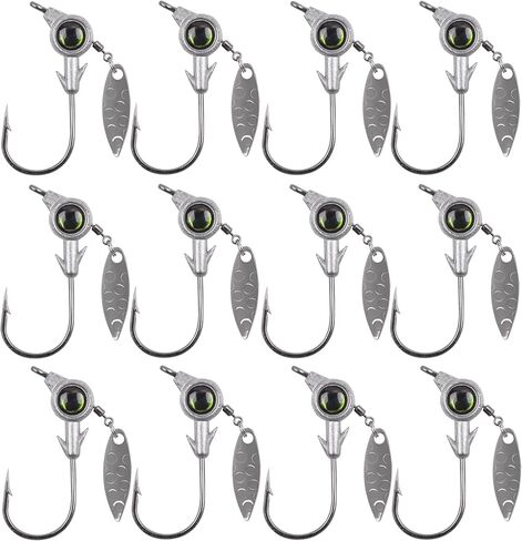 Swimbait Jig Head Jigs - 12pcs صيد الأسماك يرقصون الصيد أسفل الرقصات الطعم مع شفرات الدوران للباس in Kuwait