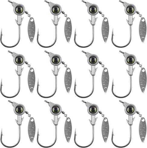 Swimbait Jig Head Jigs - 12pcs صيد الأسماك يرقصون الصيد أسفل الرقصات الطعم مع شفرات الدوران للباس in Kuwait