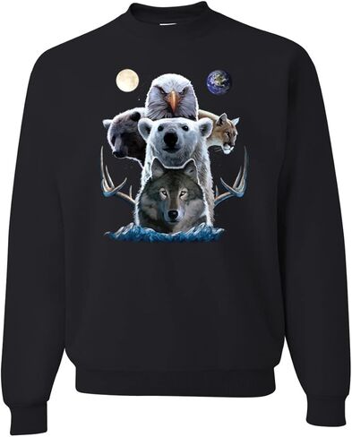 Collage of Popular Wild Life Animals Animal Lover Unisex Crewneck Graphic Sweatshirt in Saudi Arabia