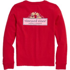 Vineyard Vines Girls Girls' Pups in Love Logo Box Long-Sleeve Pocket Tee in Saudi Arabia