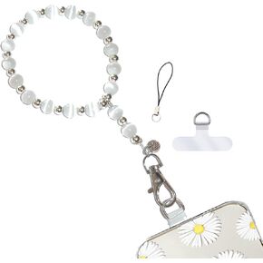 Hidden Hollow Beads Wrist iphone strap tether tab wristlet anti-drop hands free fits smart phone cases Apple Samsung Google universal accessories (Crystal) in Kuwait