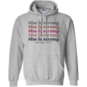 سترة بقلنسوة من She is Strong Proverbs 31:25 من الكتاب المقدس للجنسين in Kuwait