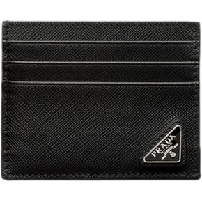 Prada Saffiano Mens Credit Card Wallet Black Nero Silver Triangle Enamel Logo 2MC223 in Saudi Arabia