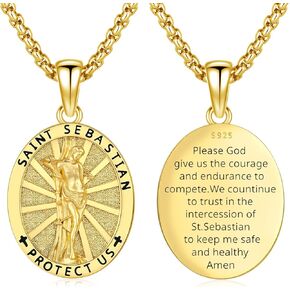 Saint Florian Necklace Sterling Silver St Florian Firefighter Necklace Patron St. Florian Fire Fighter Pendant Florian Firefighter Medal Amulet Protection Jewelry for Men Firefighters Lover in Kuwait