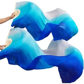 1 Pair(Left+Right) Belly Dance Silk Fans,Colorful Silk Fans for Dancing,Long Folding Imitated Silk Fans,1.8M Long Bamboo Fan for Dancing,Belly Dancing Fans Silk Veil Fans for Women Dancer Art Show in Kuwait