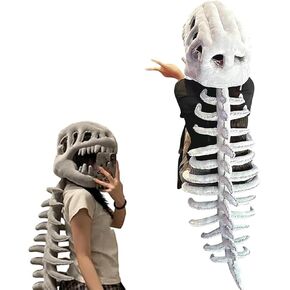 Realistic Dinosaur Skeleton Costume Set, Halloween Fun Skeleton Dinosaur Costume, 3D Plush Dino-saur Skeletons Costume Set, Stuffed Spines for Halloween and Everyday Wear(75cm) in Kuwait