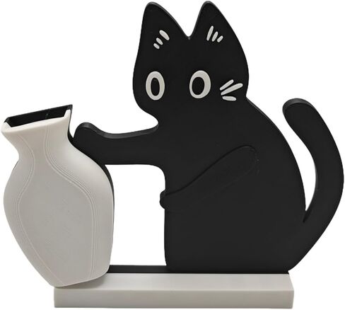 TIME&TRAVE Cat Push Flower Vase for Home Decor Cute Vases for Table Room Decor Unique Lollipop Vases for Women Cat Lover Birthday Gifts (Small) in Saudi Arabia
