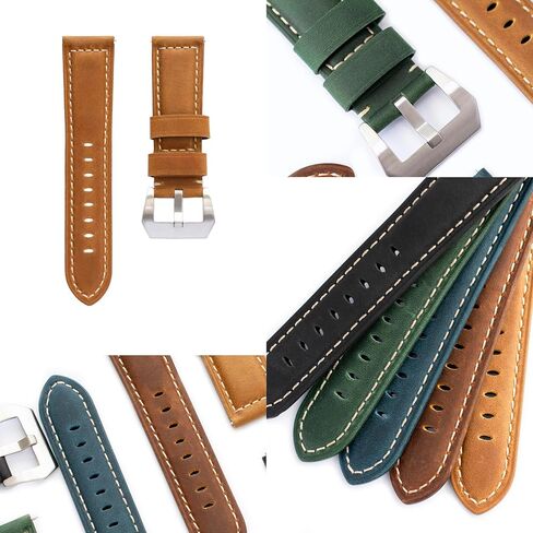 Quick Release Leather Straps For Panerai Watches 20mm 22mm 24mm, Replacement Leather Watch Band With Buckle, Calf Watch Strap For Panerai Watches in Saudi Arabia