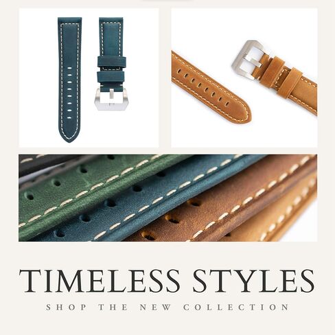Quick Release Leather Straps For Panerai Watches 20mm 22mm 24mm, Replacement Leather Watch Band With Buckle, Calf Watch Strap For Panerai Watches in Saudi Arabia