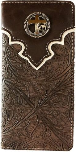 Cross Praying Cowboy Men Wallet Western Bifold Check Book Style W089-30 Brown in Saudi Arabia