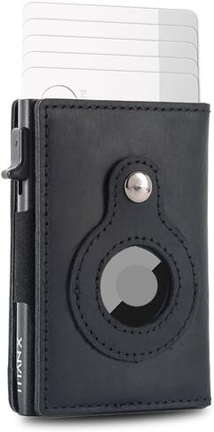 TITAN X Trifold Edition Wallet Compatible with Airtag | Minimalist Metal and Leather Wallet | for Men | for Front Pocket | RFID, Slim, Gift Boxed (Black Leather) in Saudi Arabia