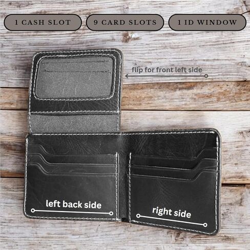 JW Classics، محفظة منقوشة مخصصة للرجال - محفظة جلدية مخصصة تحمل الاسم - هدية للأب، الزوج، الابن، الصديق، الجد - عيد الميلاد، عيد الأب، عيد الحب in Kuwait