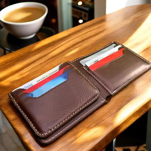 JW Classics، محفظة منقوشة مخصصة للرجال - محفظة جلدية مخصصة تحمل الاسم - هدية للأب، الزوج، الابن، الصديق، الجد - عيد الميلاد، عيد الأب، عيد الحب in Kuwait