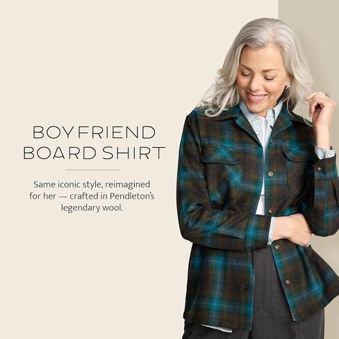 Pendleton Women's Boyfriend Board Shirt, 100% Wool, 29" Length in Kuwait
