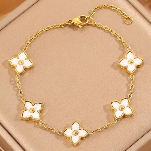 Trendy Four Leaf Clover Bracelet Good Luck Jewelry for Women, Romantic Gifts for Women, Unique Gifts for Birthday, Christmas, Valentine’s Day in Saudi Arabia