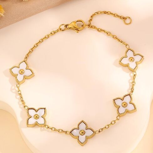 Trendy Four Leaf Clover Bracelet Good Luck Jewelry for Women, Romantic Gifts for Women, Unique Gifts for Birthday, Christmas, Valentine’s Day in Saudi Arabia