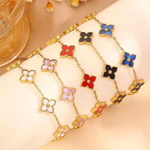 Trendy Four Leaf Clover Bracelet Good Luck Jewelry for Women, Romantic Gifts for Women, Unique Gifts for Birthday, Christmas, Valentine’s Day in Saudi Arabia