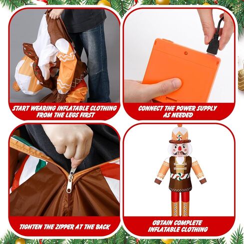 Soulchen 6.5 ft Christmas Nutcracker Soldier Inflatable Costume Decoration with Built in Fan, Gingerbread Candy Cane Christmas Blow up Nutcracker Inflatable Xmas for Holiday Party Outdoor Lawn Garden in Saudi Arabia