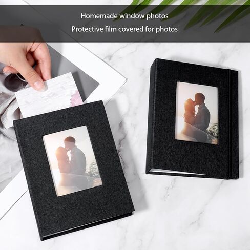 6 حزمة ألبوم صور صغير 4 × 6 ألبوم صور زفاف صغير 372 صورة بطاقة بريدية ألبومات صور غلاف كتان أسود ألبومات صور كتاب مع نافذة أمامية لذكرى الزفاف والسفر والصور العائلية in Saudi Arabia