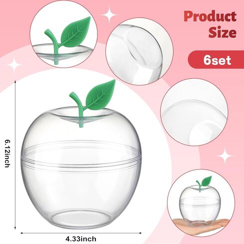 Chunful 6 Set Christmas Teacher Appreciation Gifts Include 6.1 x 4.3 Inch Large Plastic Apple Container with Cards Holders Raffia for Xmas Classroom School Party Decorations in Saudi Arabia