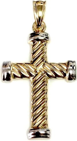 14k Real Yellow Gold Twisted Cable Cross Mens Pendant, 25 X 15 mm in Saudi Arabia