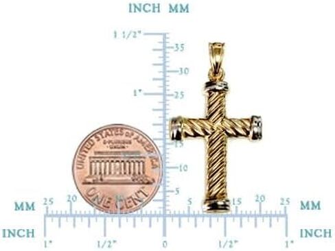 14k Real Yellow Gold Twisted Cable Cross Mens Pendant, 25 X 15 mm in Saudi Arabia