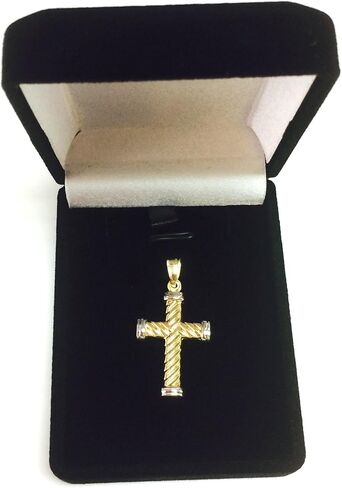 14k Real Yellow Gold Twisted Cable Cross Mens Pendant, 25 X 15 mm in Saudi Arabia