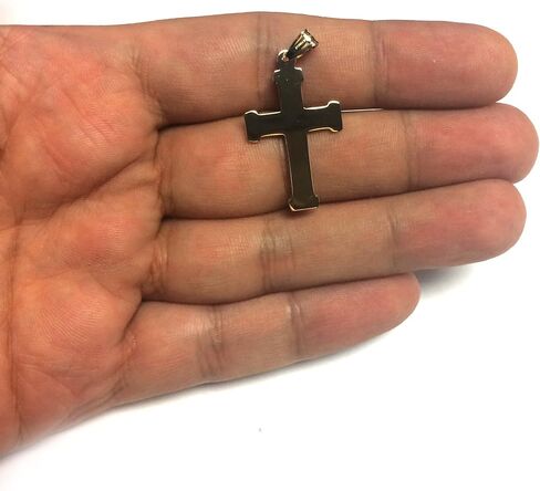 14k Real Yellow Gold Twisted Cable Cross Mens Pendant, 25 X 15 mm in Saudi Arabia