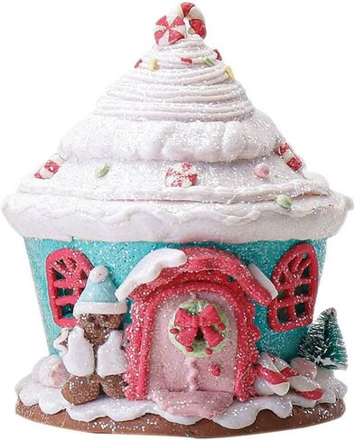 Lighted Christmas Gingerbread House Ornaments, Candy House Hanging Decor with LED Light, Bling Candy House Desktop Adornment for Indoor Room Decor (Green) in Saudi Arabia