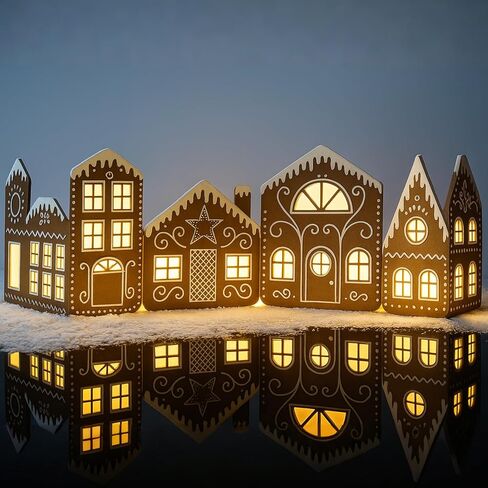 Epakh 6.6 FT DIY 2 Sets Christmas Gingerbread House Cardboard Kit with LED Lights Decor Village Kitchen Cabinets Make a Gingerbread House Craft Kit for Home Cabinets Christmas Party Decoration in Saudi Arabia
