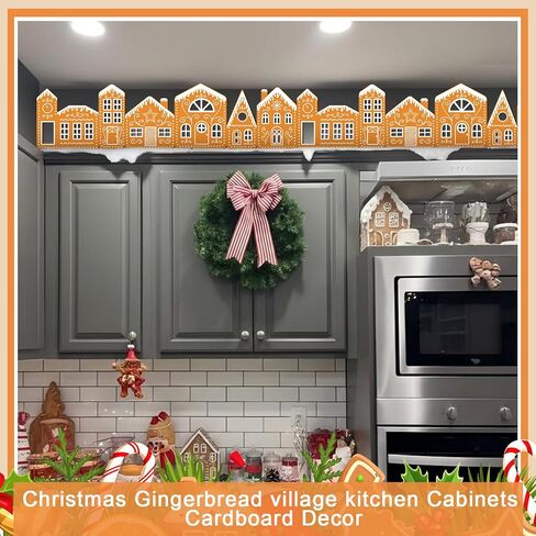 Epakh 6.6 FT DIY 2 Sets Christmas Gingerbread House Cardboard Kit with LED Lights Decor Village Kitchen Cabinets Make a Gingerbread House Craft Kit for Home Cabinets Christmas Party Decoration in Saudi Arabia