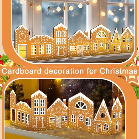 Epakh 6.6 FT DIY 2 Sets Christmas Gingerbread House Cardboard Kit with LED Lights Decor Village Kitchen Cabinets Make a Gingerbread House Craft Kit for Home Cabinets Christmas Party Decoration in Saudi Arabia