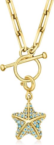 Ross-Simons 0.30 ct. t.w. Swiss and London Blue Topaz Starfish Charm in 18kt Gold Over Sterling in Saudi Arabia