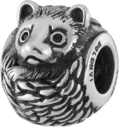 Bolenvi Ferret Charm Bead, 925 Sterling Silver Charms, Compatible with Pandora Charm Bracelets, Necklaces, and DIY Jewelry, Handcrafted with Black CZ Crystal in Saudi Arabia
