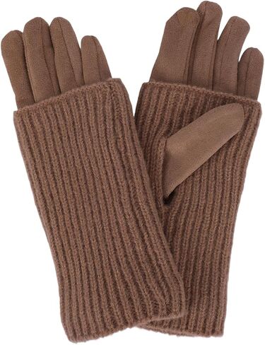 1 Pair of 2 in 1 Winter Gloves, Women Suede Winter Gloves with Fleece-Lined & Detachable Cuff Mitten for Cold-Weather Outdoor Hand Warming in Saudi Arabia