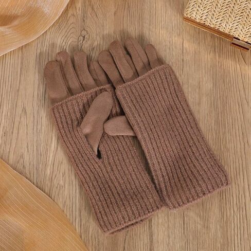1 Pair of 2 in 1 Winter Gloves, Women Suede Winter Gloves with Fleece-Lined & Detachable Cuff Mitten for Cold-Weather Outdoor Hand Warming in Saudi Arabia