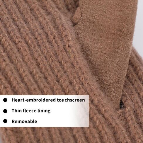 1 Pair of 2 in 1 Winter Gloves, Women Suede Winter Gloves with Fleece-Lined & Detachable Cuff Mitten for Cold-Weather Outdoor Hand Warming in Saudi Arabia