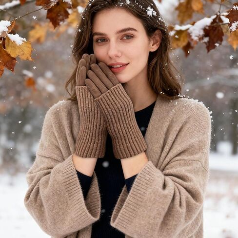 1 Pair of 2 in 1 Winter Gloves, Women Suede Winter Gloves with Fleece-Lined & Detachable Cuff Mitten for Cold-Weather Outdoor Hand Warming in Saudi Arabia
