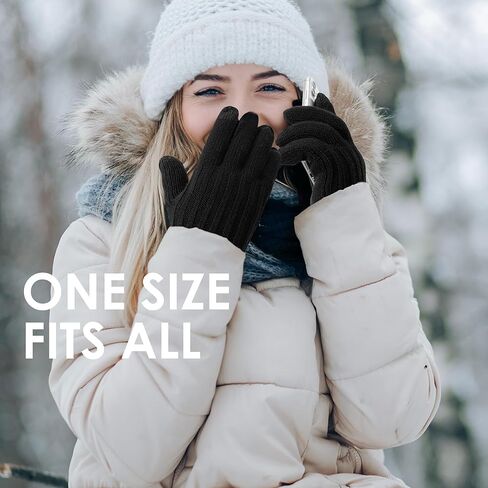 Women's Winter Warm Ribbed Knit Gloves - Thermal Warmth, Super Soft Acrylic in Cold Weather in Saudi Arabia
