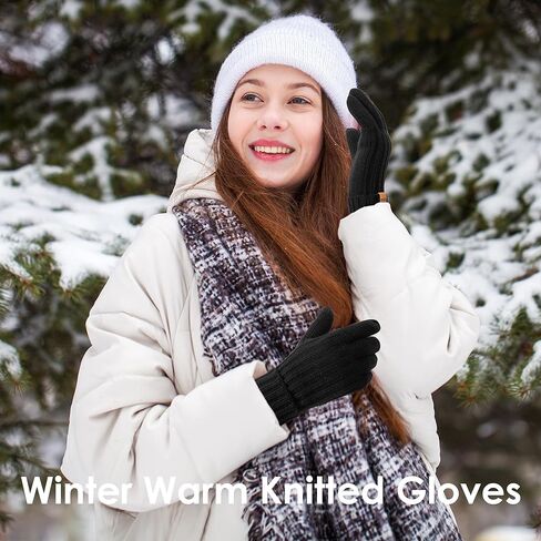 Women's Winter Warm Ribbed Knit Gloves - Thermal Warmth, Super Soft Acrylic in Cold Weather in Saudi Arabia