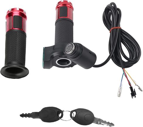 1 Pair Twist Throttle Grips, Twist Throttle Grips with LED Display Screen Handle with Key Knock for 12-84V Electric Bike or Scooters in Kuwait