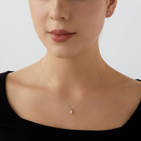 DIAMONBLISS قلادة سوليتير من الذهب الصلب الحقيقي عيار 10 قيراط أو 14 قيراط بقطع الزمرد للنساء in Kuwait