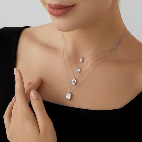 DIAMONBLISS قلادة سوليتير من الذهب الصلب الحقيقي عيار 10 قيراط أو 14 قيراط بقطع الزمرد للنساء in Kuwait