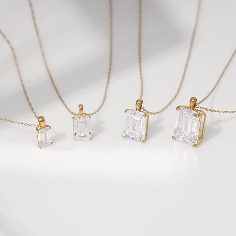 DIAMONBLISS قلادة سوليتير من الذهب الصلب الحقيقي عيار 10 قيراط أو 14 قيراط بقطع الزمرد للنساء in Kuwait