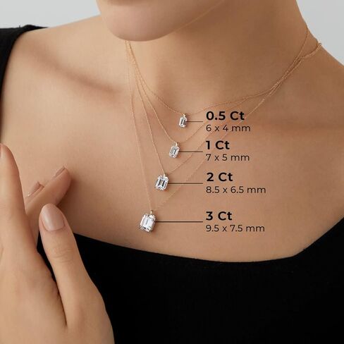 DIAMONBLISS قلادة سوليتير من الذهب الصلب الحقيقي عيار 10 قيراط أو 14 قيراط بقطع الزمرد للنساء in Kuwait