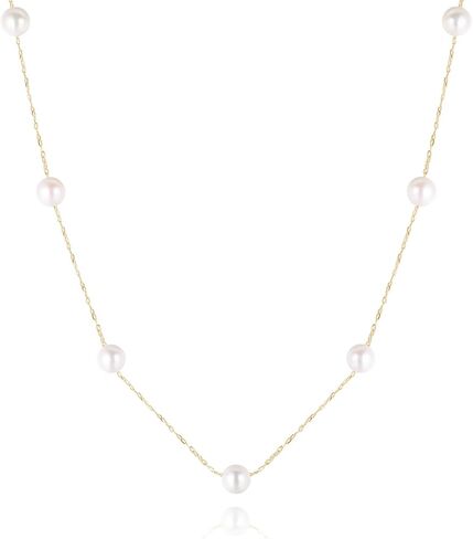 KOKO PEARL JEWELRY] قلادة قلادة لؤلؤ أكويا يابانية الصنع للنساء، لؤلؤ حقيقي مع ذهب صلب عيار 10 قيراط، قلادة سلسلة ذات طبقات، أنماط متعددة، هدية مجوهرات يومية مثالية nc5type in Kuwait