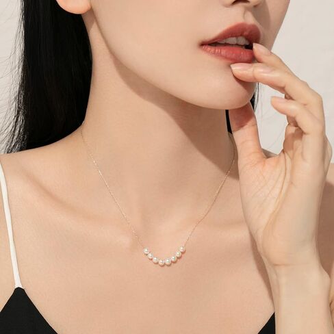 KOKO PEARL JEWELRY] قلادة قلادة لؤلؤ أكويا يابانية الصنع للنساء، لؤلؤ حقيقي مع ذهب صلب عيار 10 قيراط، قلادة سلسلة ذات طبقات، أنماط متعددة، هدية مجوهرات يومية مثالية nc5type in Kuwait