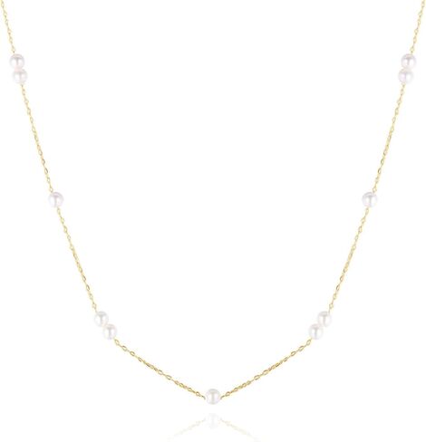 KOKO PEARL JEWELRY] قلادة قلادة لؤلؤ أكويا يابانية الصنع للنساء، لؤلؤ حقيقي مع ذهب صلب عيار 10 قيراط، قلادة سلسلة ذات طبقات، أنماط متعددة، هدية مجوهرات يومية مثالية nc5type in Kuwait